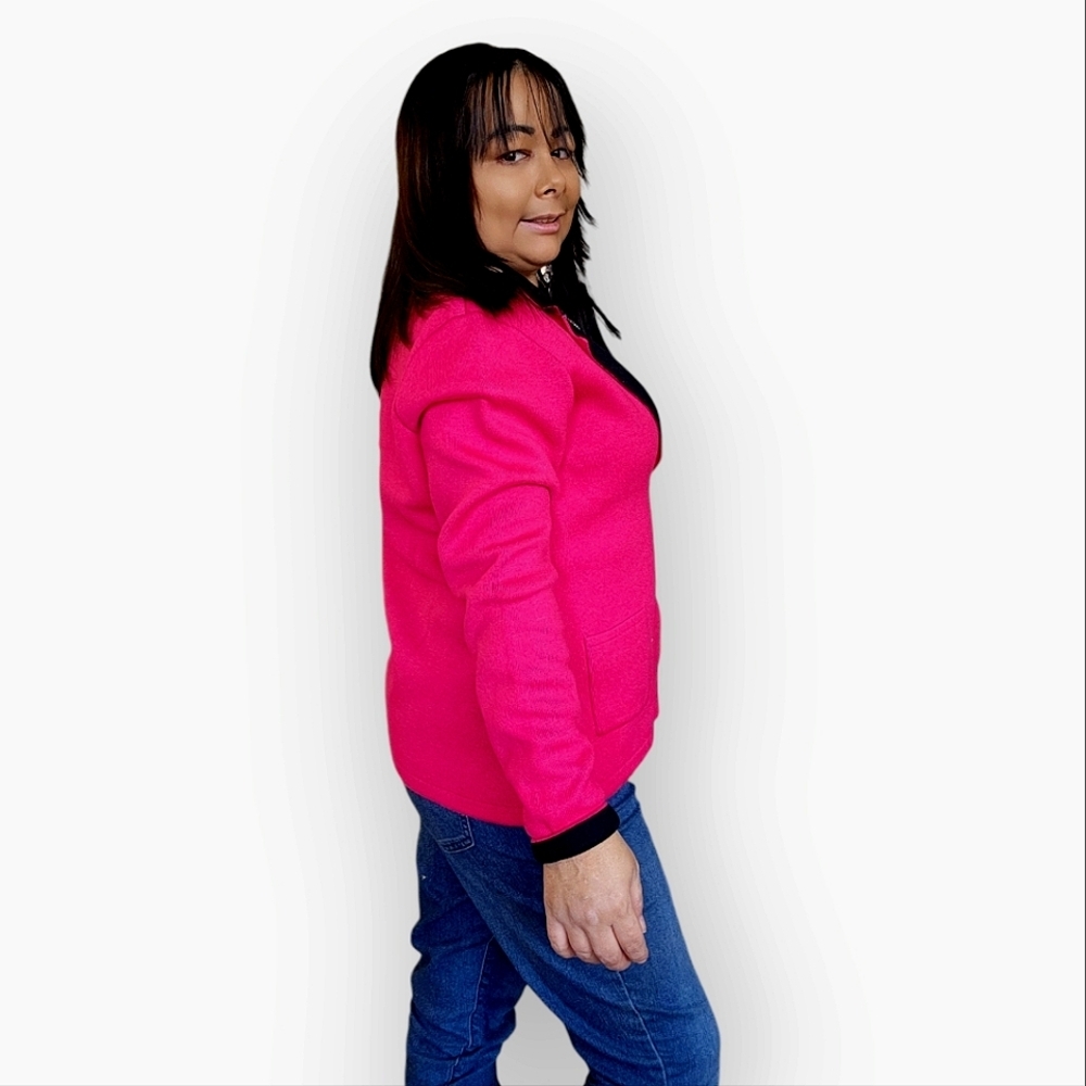 ALISON SHERI WOMENS MEDIUM PINK SWEATER JACKET - Picture 3 of 7